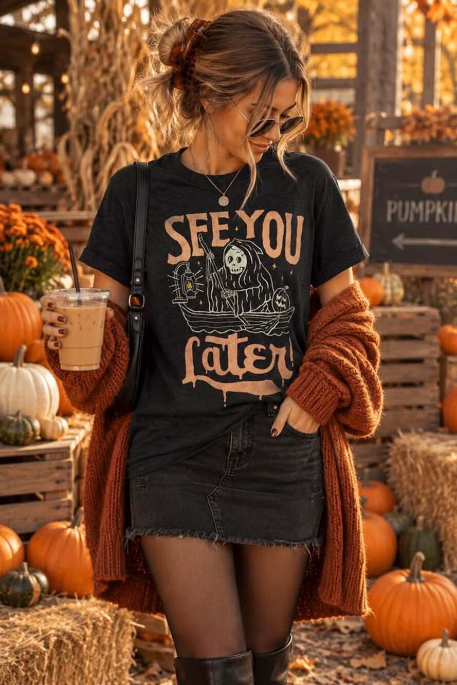 Wicked clothing halloween See You Later Grim Reaper Graphic T-Shirt